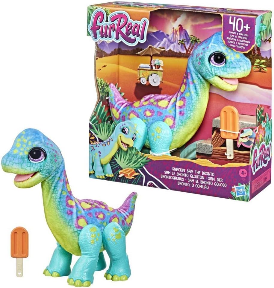 FurReal Snackin’ Sam the Bronto Interactive Toy 11-inch Plush with Motions and Sounds