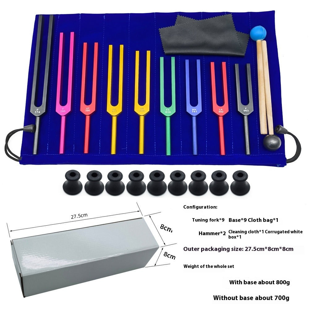 Solfeggio Tuning Fork Set, 9-Color Aluminum Alloy