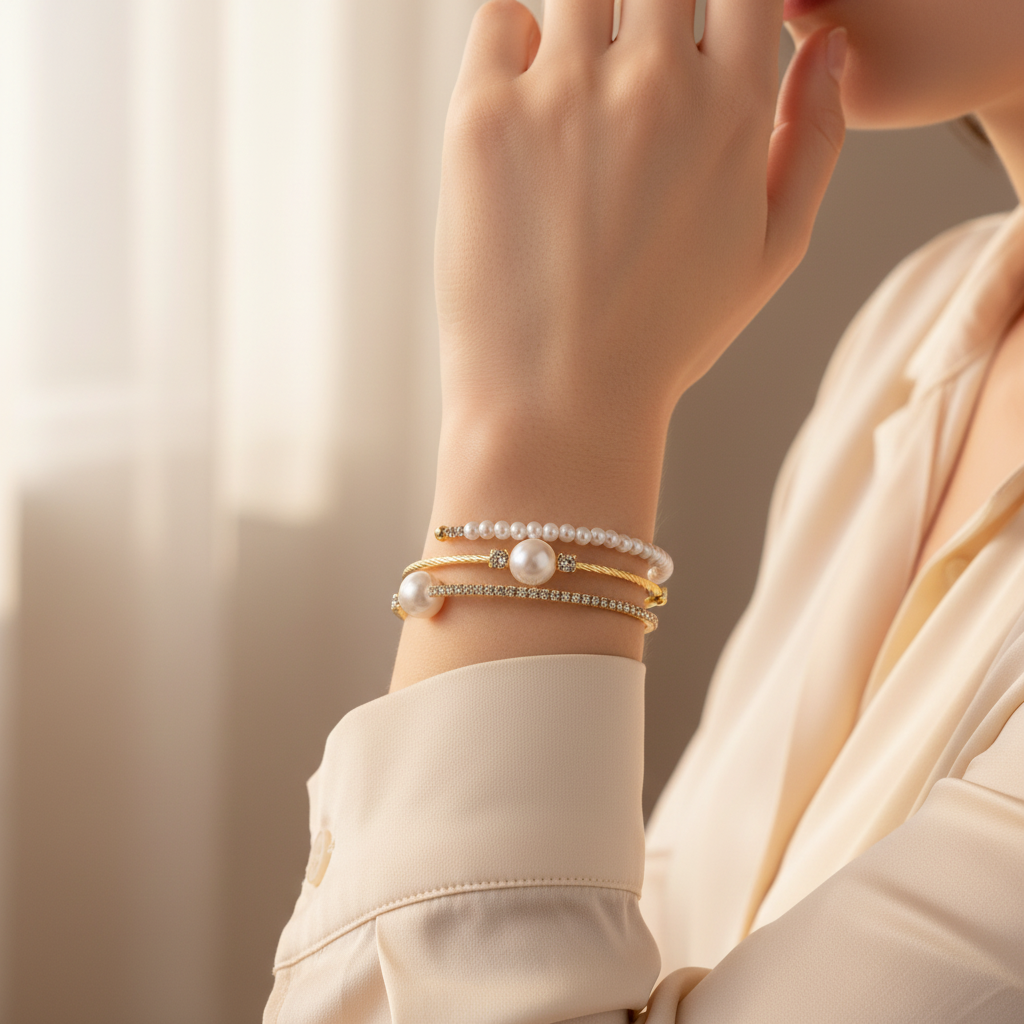Pearl and Crystal Rhinestone Bracelet