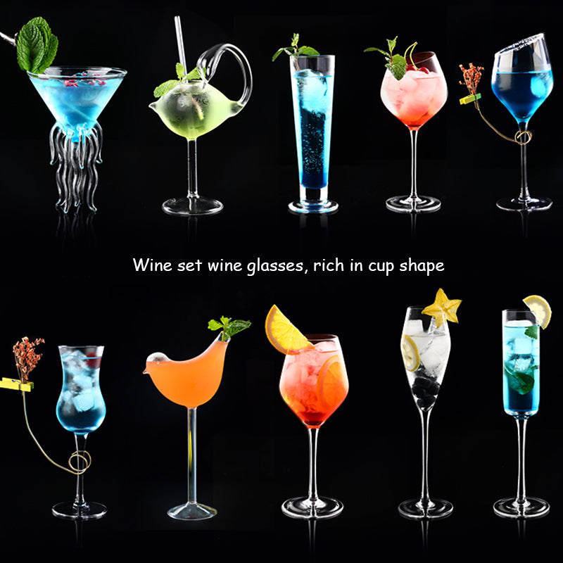 Wine Glass Set of 5 Elegant Drinking Cups