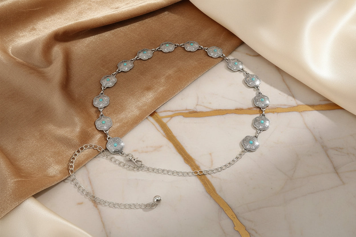 Vintage Turquoise Alloy Belt