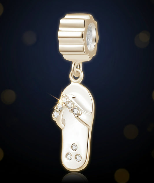 925 Sterling Silver Beach Flip Flop Dangle Charm