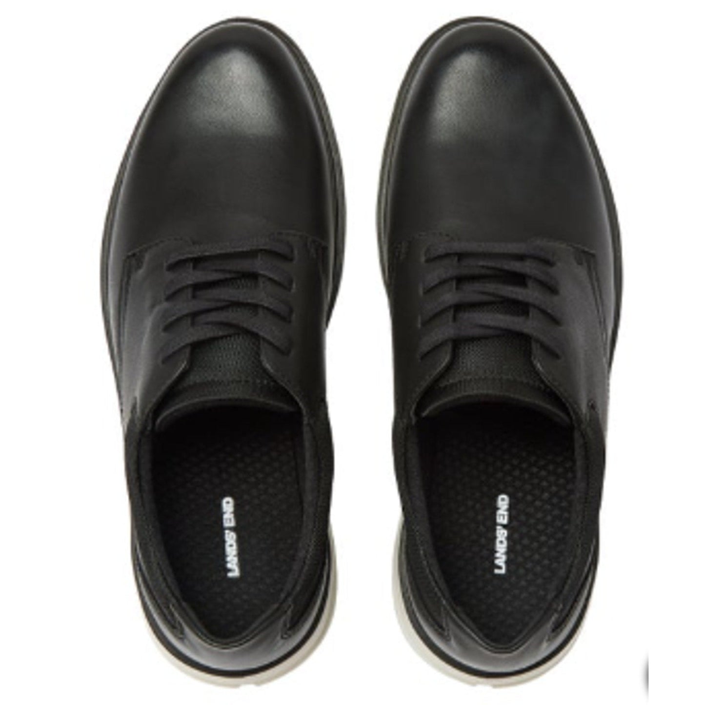 Lands End Men's Black Faux Leather Lace Up Sport Oxford Shoes-Size 9.5-10