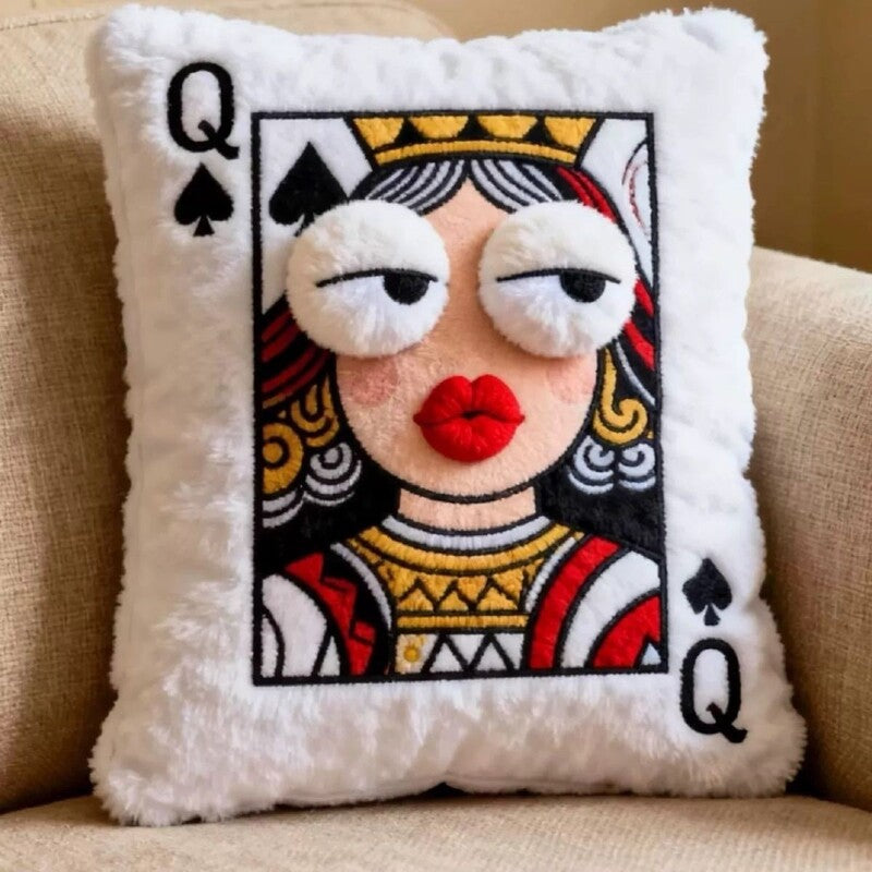 Quirky Embroidered Square Throw Pillow