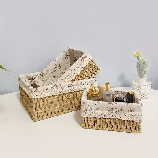 3-Piece Handmade Rattan Storage Basket