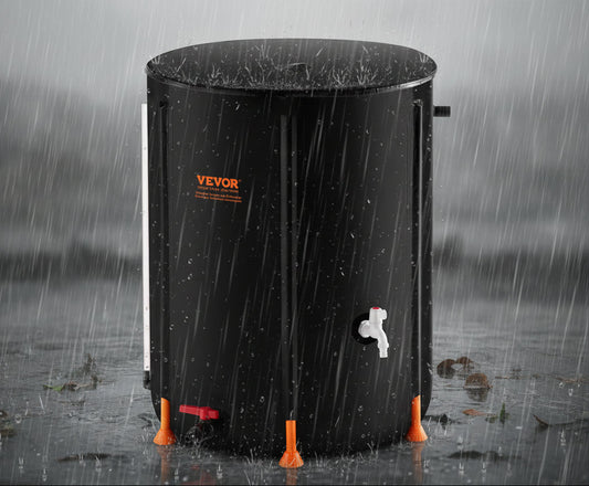 100-Gal Collapsible Rain Barrel with Spigots and Overflow Kit