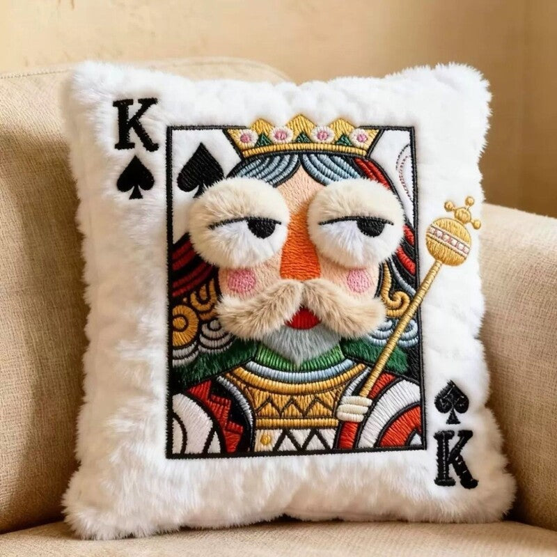 Quirky Embroidered Square Throw Pillow