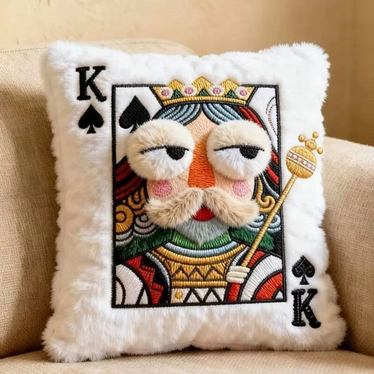 Quirky Embroidered Square Throw Pillow