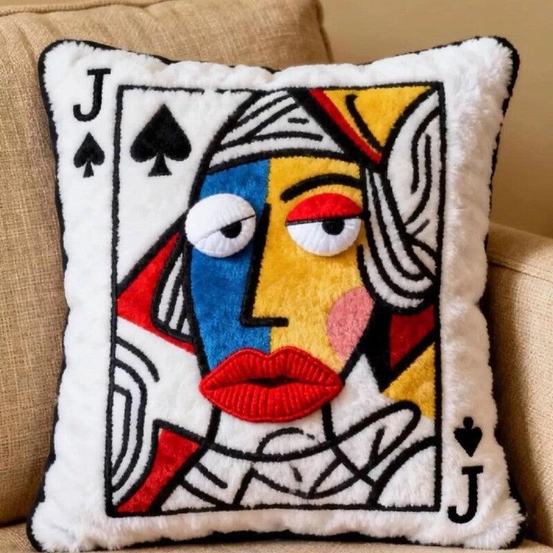 Quirky Embroidered Square Throw Pillow