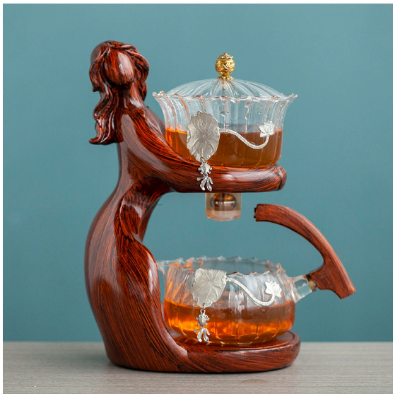 Semi-Automatic Glass Kung Fu Tea Set with Infuser