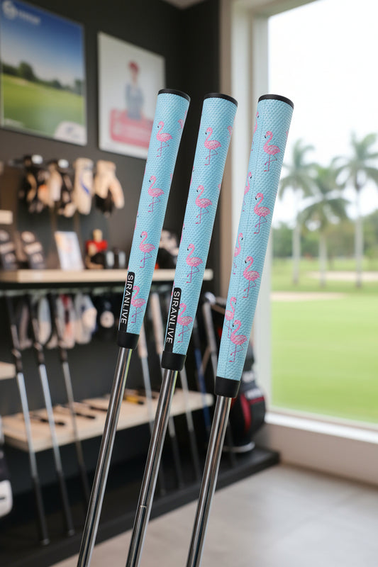 Flamingo-Print Leather Golf Putter Grip