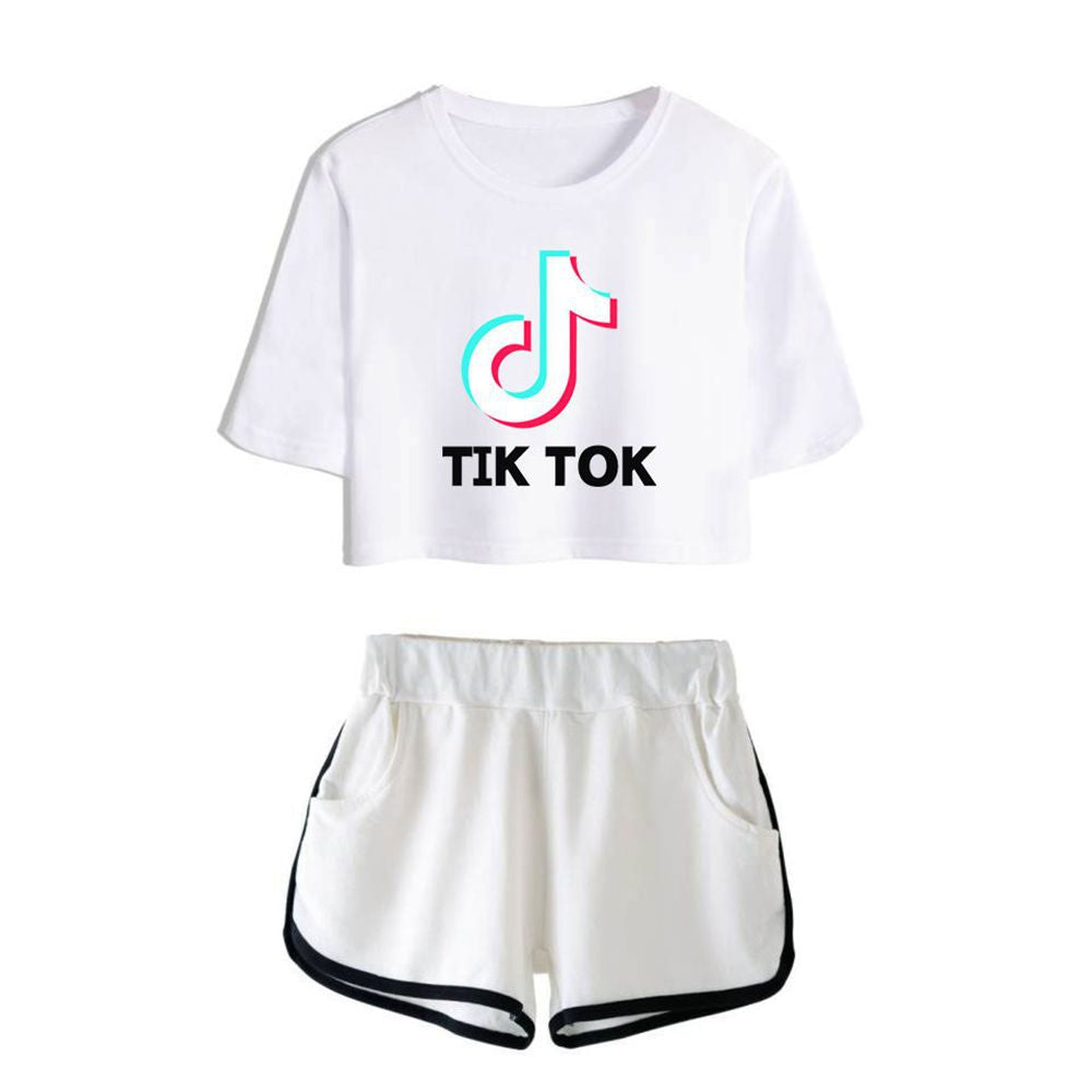 TikTok Oversized Cropped Short Sleeve Set