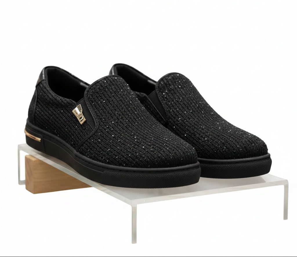 Double Zipper Rhinestone Shoes