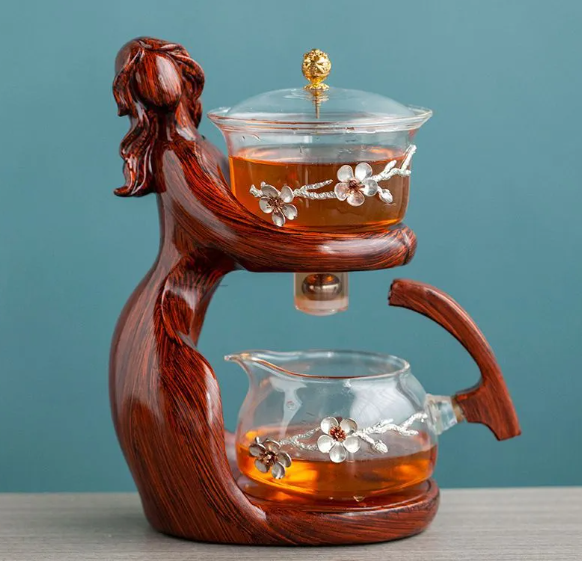 Semi-Automatic Glass Kung Fu Tea Set with Infuser