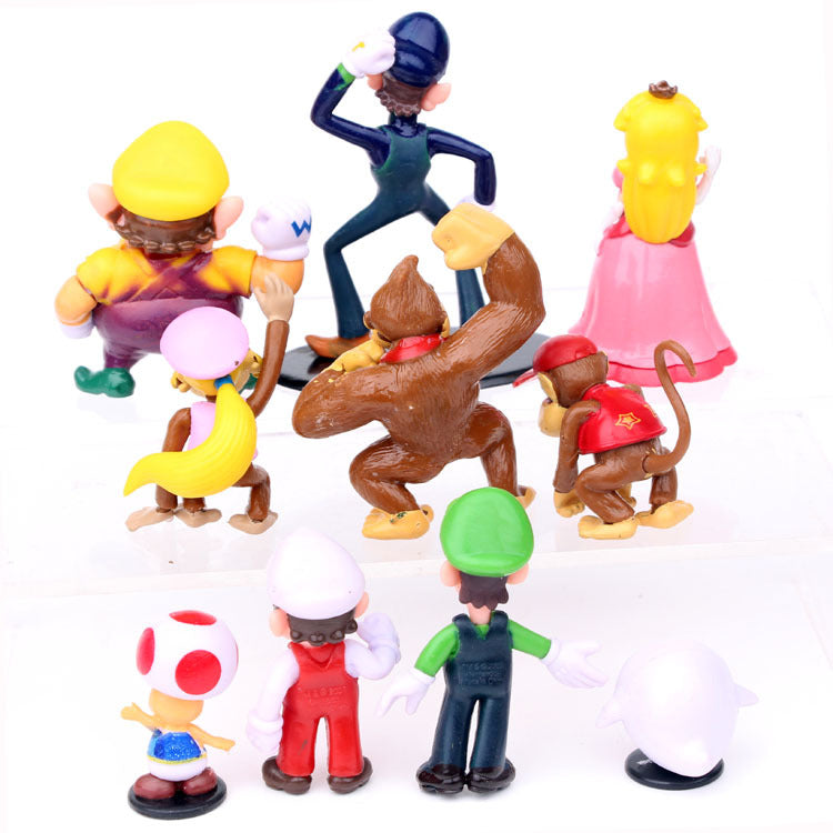 Mario Mushroom Gorilla Figurines for Cake Decor (Set of 10)