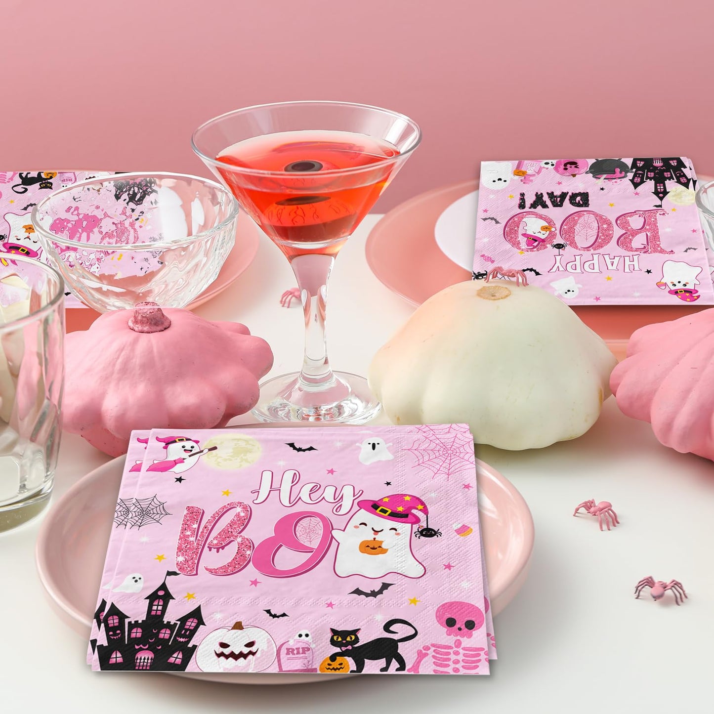 Pink Halloween Party Napkins 48pcs
