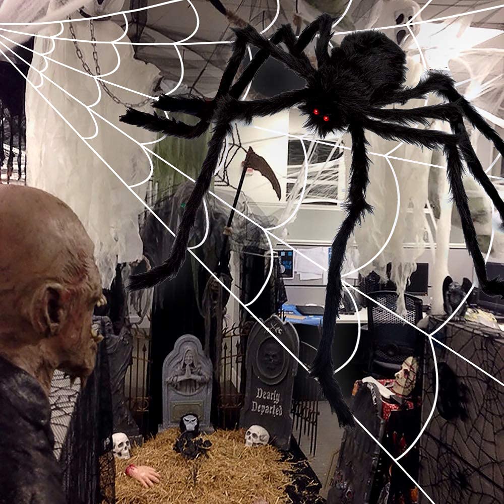 200" Giant Spider Web Decoration with 59" Huge Spider