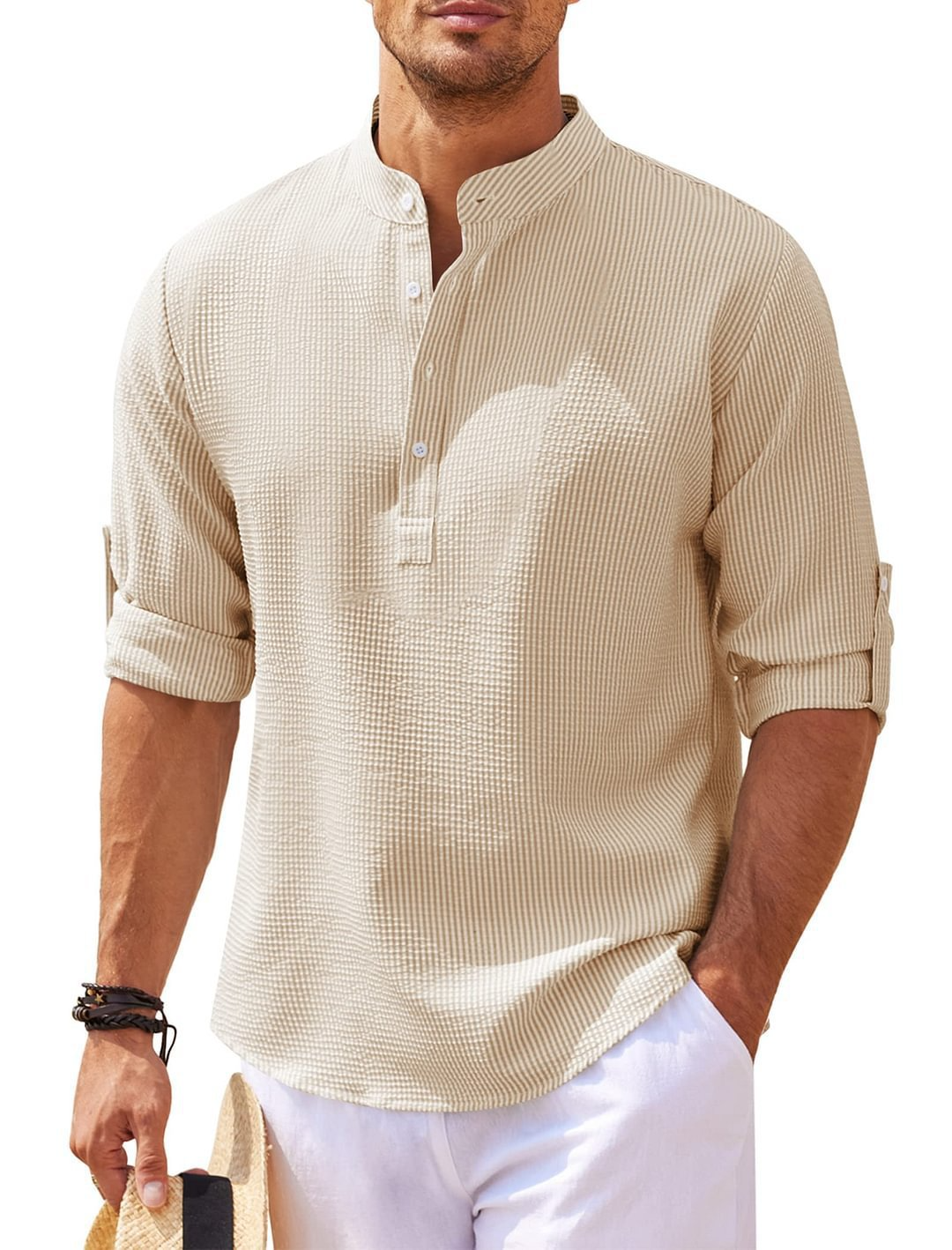 Men's Stand Collar Button Shirt