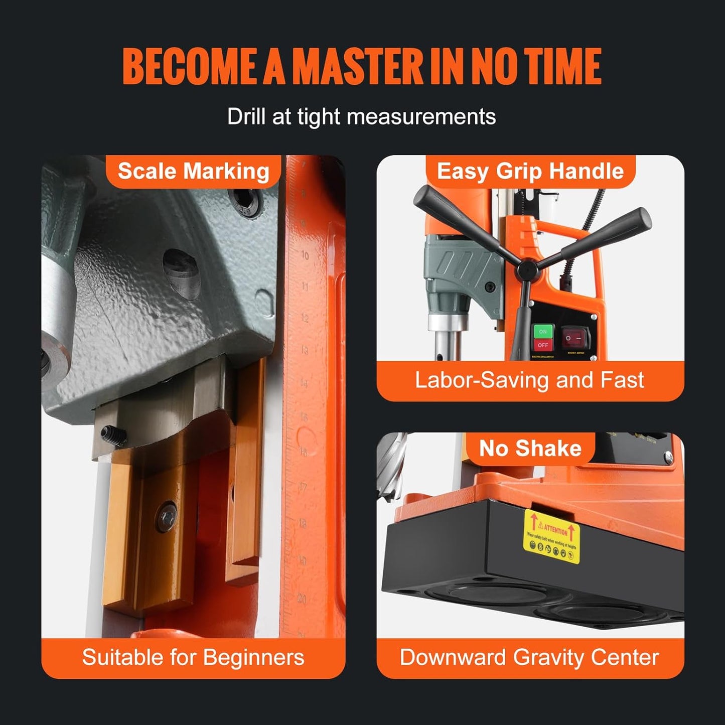 VEVOR Mag Drill Press, 1300W 1.57" Boring Diameter, 2922lbf Power Portable Magnetic Drill, 810 PRM, 11Pcs Drill Bits Electric Drilling Machine for Metal Surface, Industrial and Home Improvement