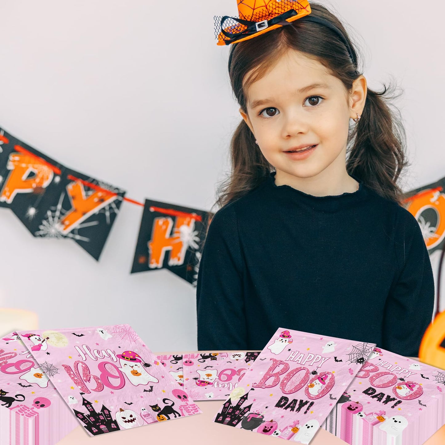 Pink Halloween Party Napkins 48pcs
