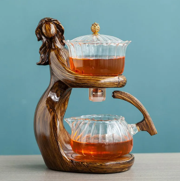 Semi-Automatic Glass Kung Fu Tea Set with Infuser