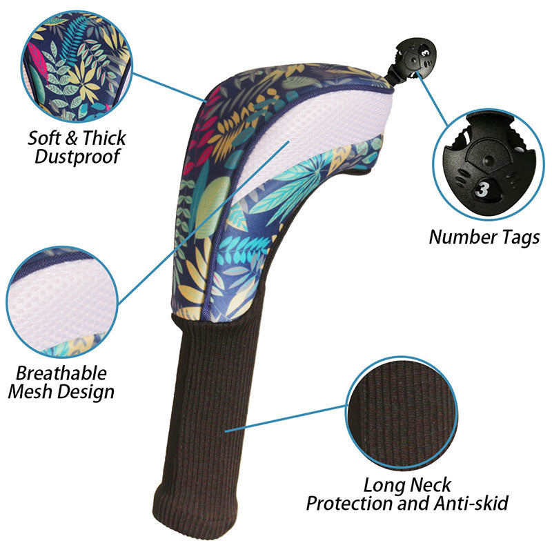 3-Piece Long-Neck Golf Club Headcover Set