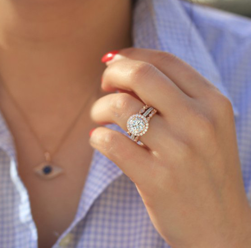 Three Piece Rose Gold Diamond Ring Set