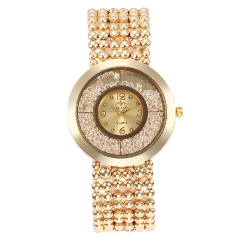 Rhinestone Liquid Sand Alloy Watch