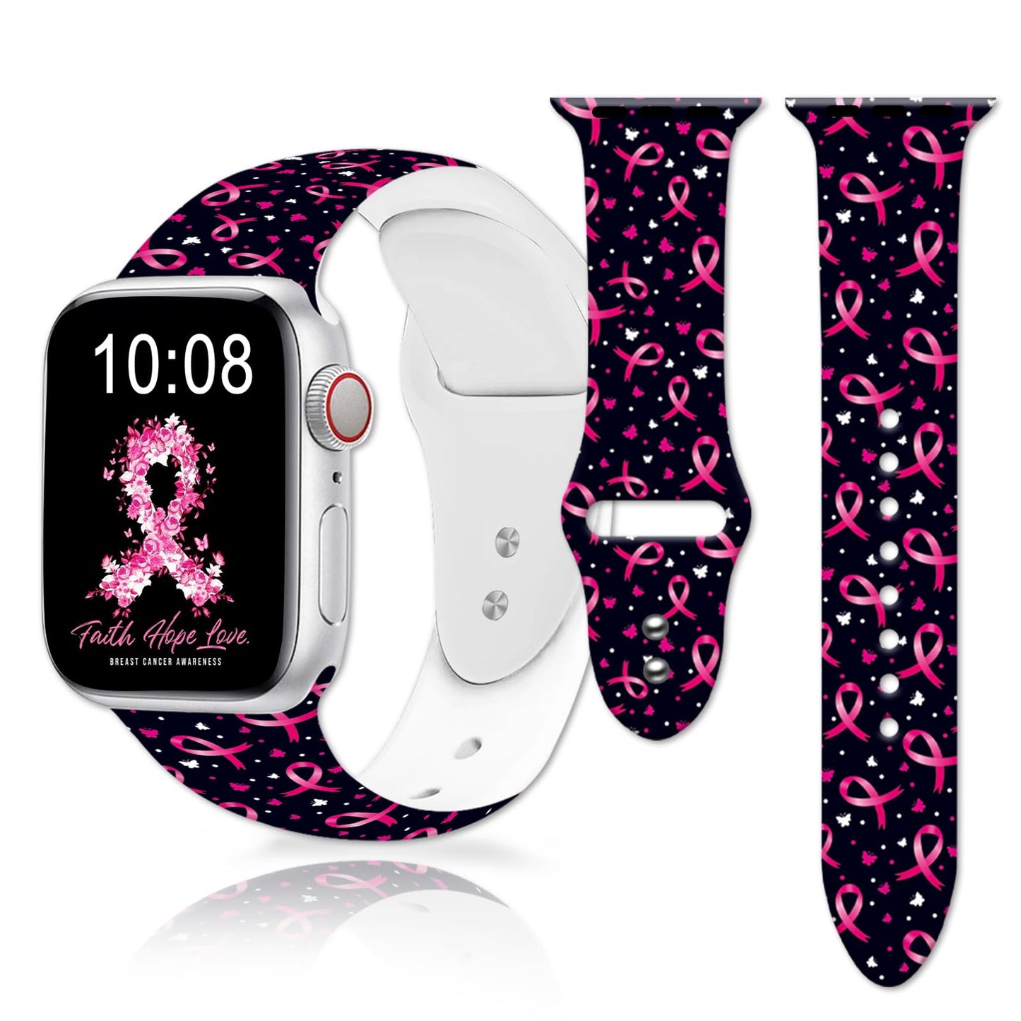Breast Cancer Pink Ribbon Bands for Apple Watch