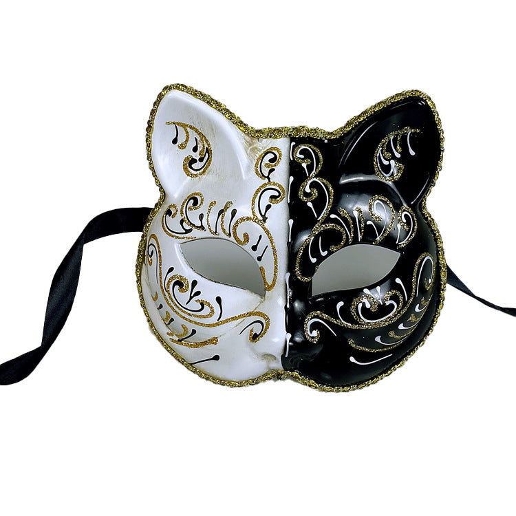 Yin-Yang Cat Half-Face Mask