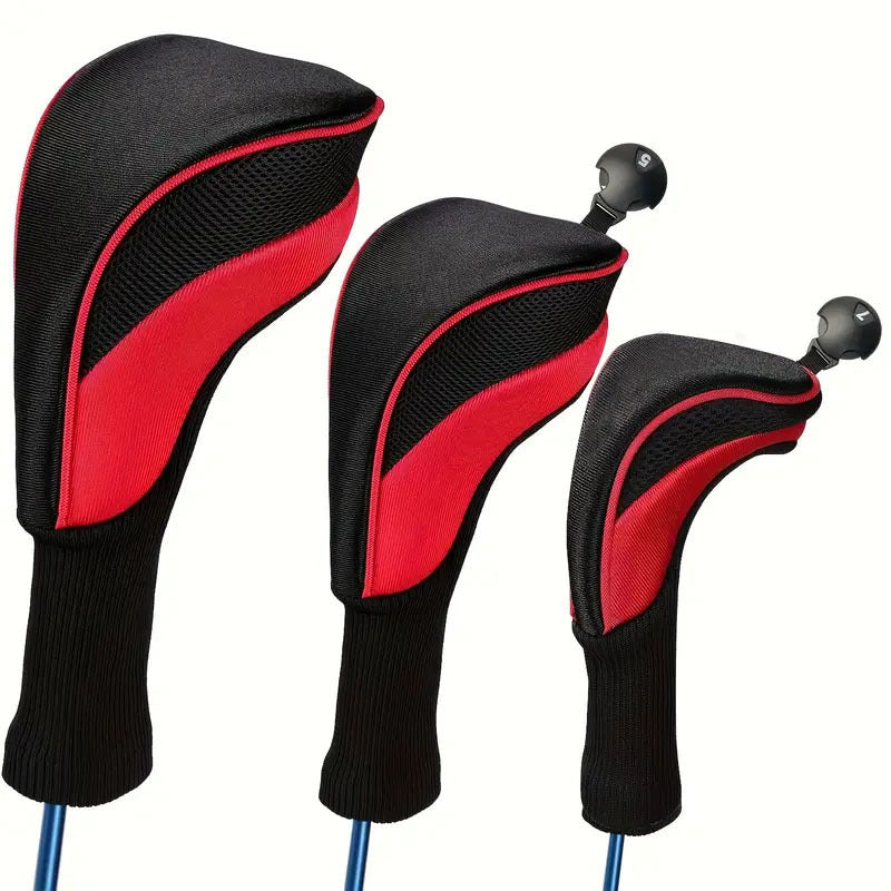 3-Piece Long-Neck Golf Club Headcover Set