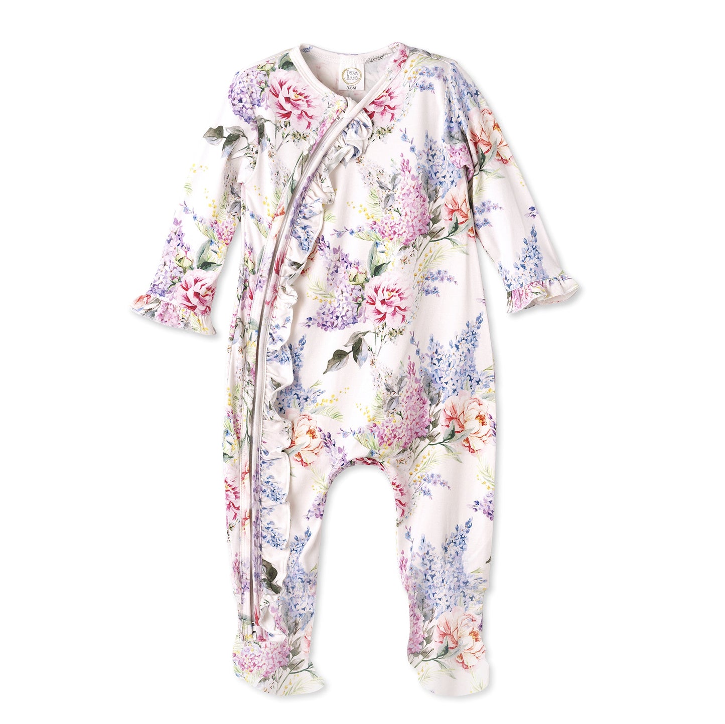 Dream Blossom Soft Bamboo Baby Girl Floral Zipper Romper
