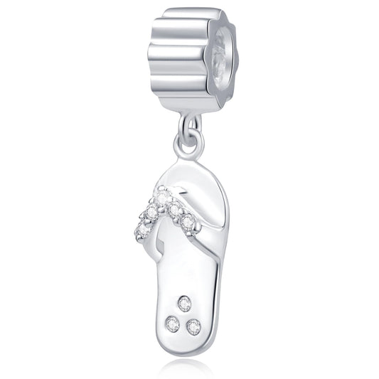 925 Sterling Silver Beach Flip Flop Dangle Charm