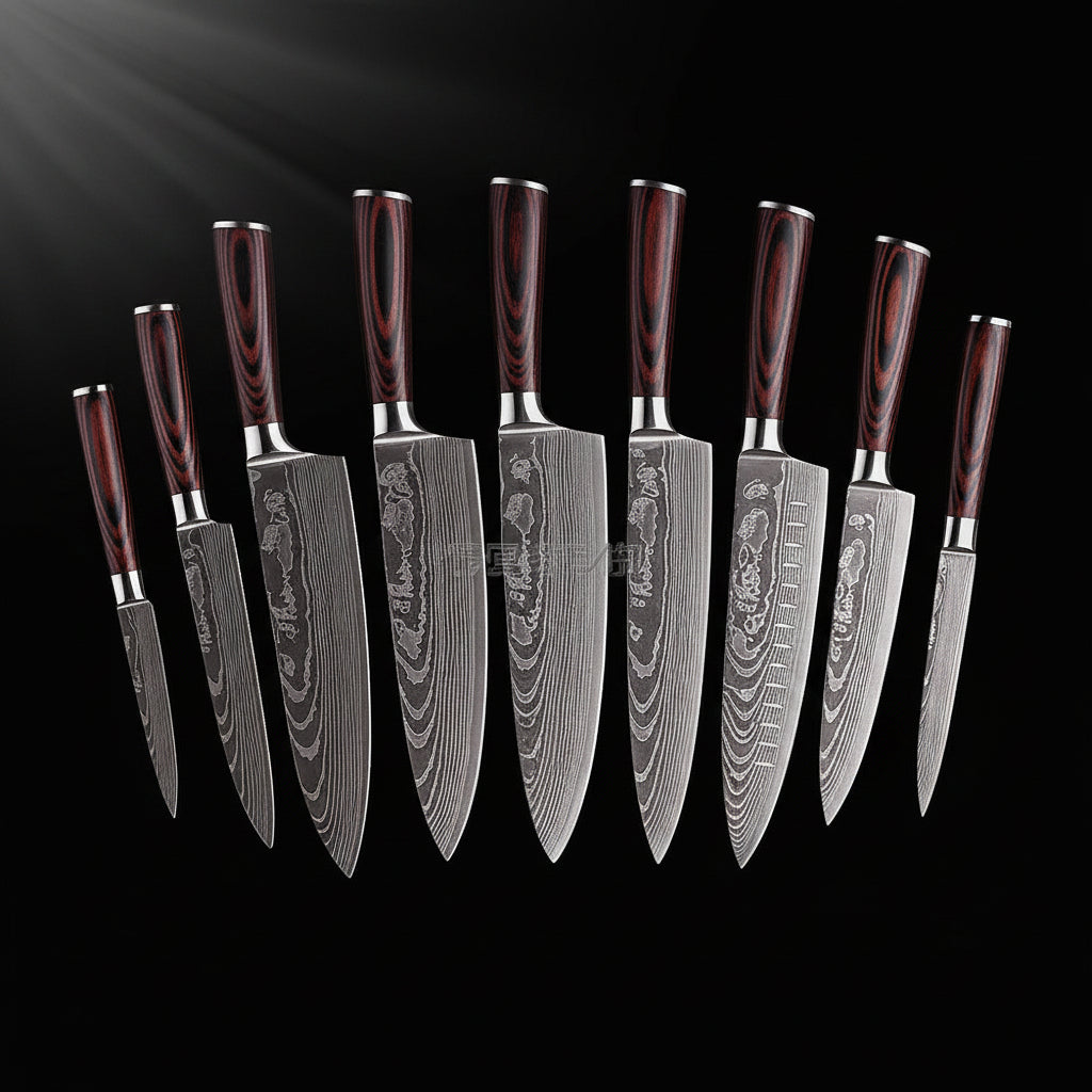 Damascus Style Kitchen Knife Set