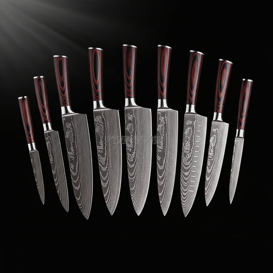 Damascus Style Kitchen Knife Set