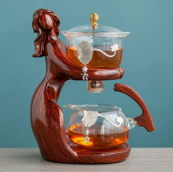 Semi-Automatic Glass Kung Fu Tea Set with Infuser