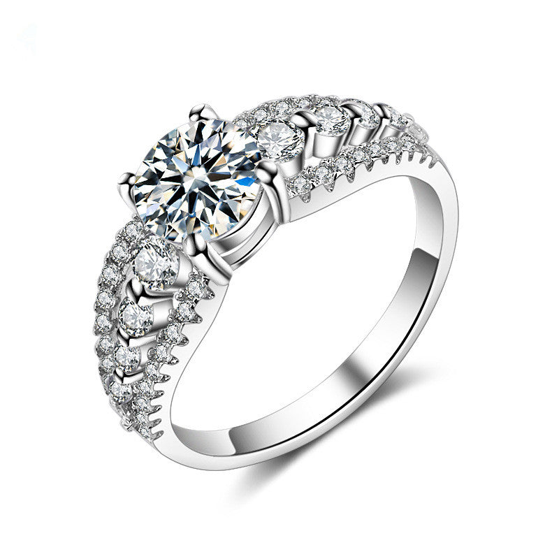 Bold Zircon Statement Ring | White Copper