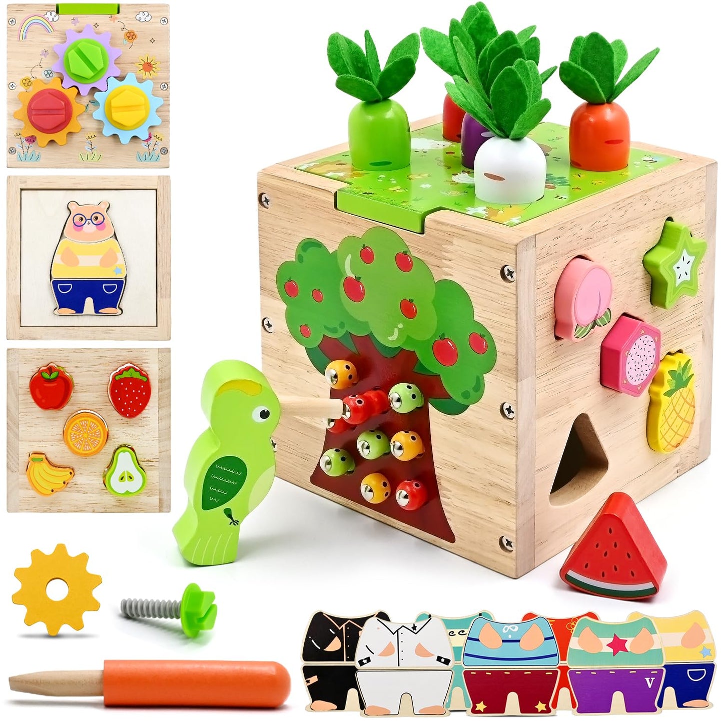 5-in-1 Montessori Wooden Activity Cube