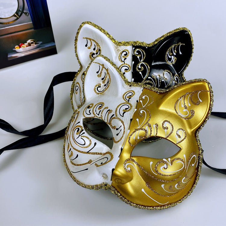 Yin-Yang Cat Half-Face Mask