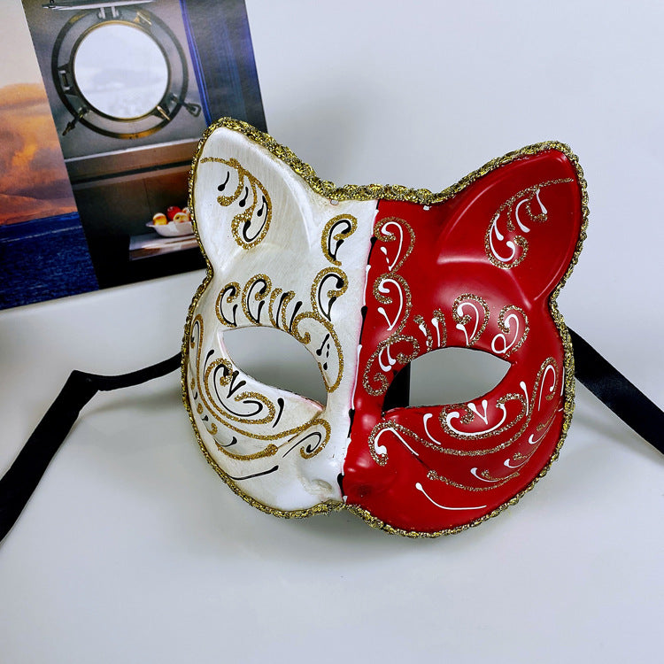 Yin-Yang Cat Half-Face Mask