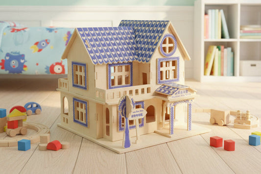 3D Wooden House Model (Aegean Villa) Puzzle Toy