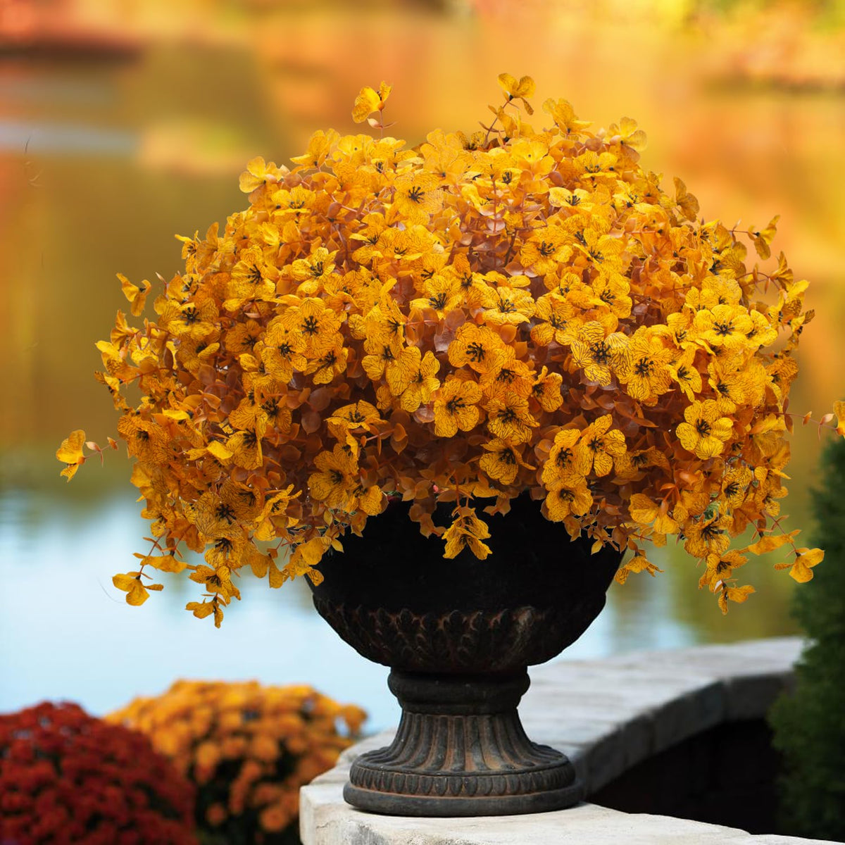 16 Bundles Artificial Fall Mums Silk Plants 13.5in