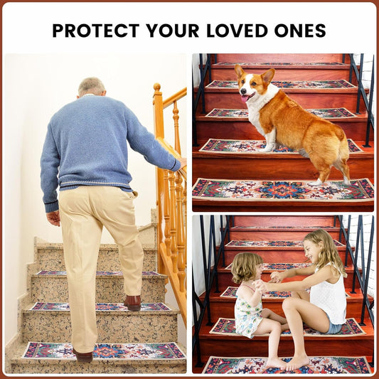 4pc - Indoor Non-Slip Stair Tread Carpet 30" x 8"