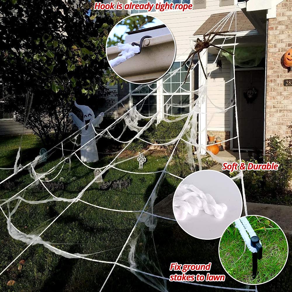 200" Giant Spider Web Decoration with 59" Huge Spider