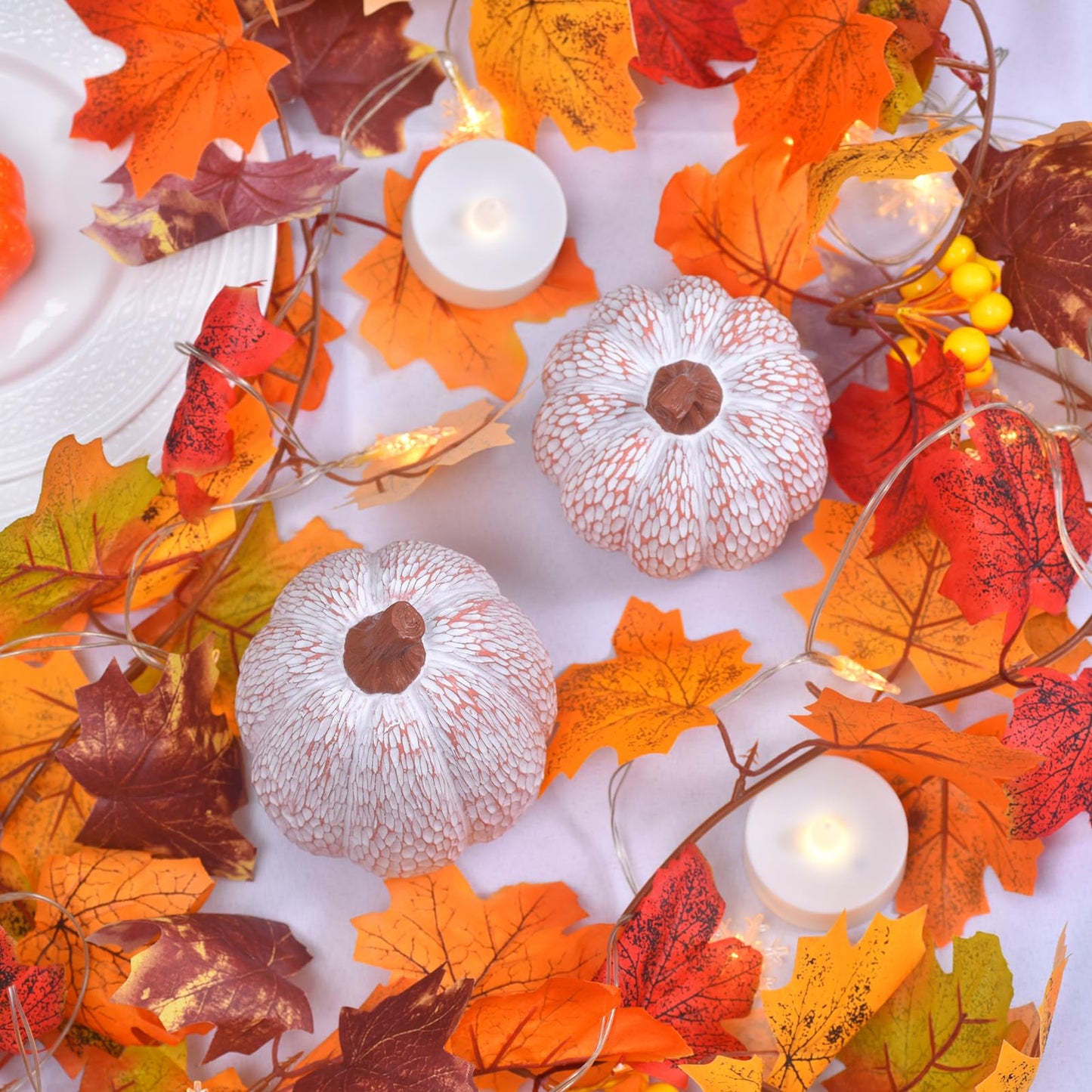 2PCS White Resin Pumpkins