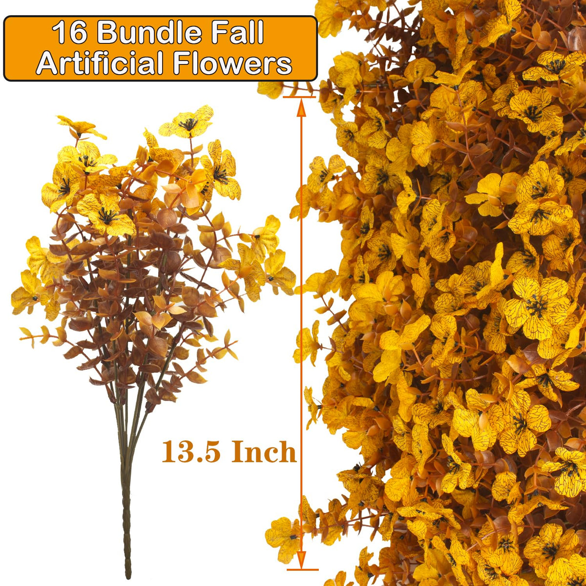 16 Bundles Artificial Fall Mums Silk Plants 13.5in