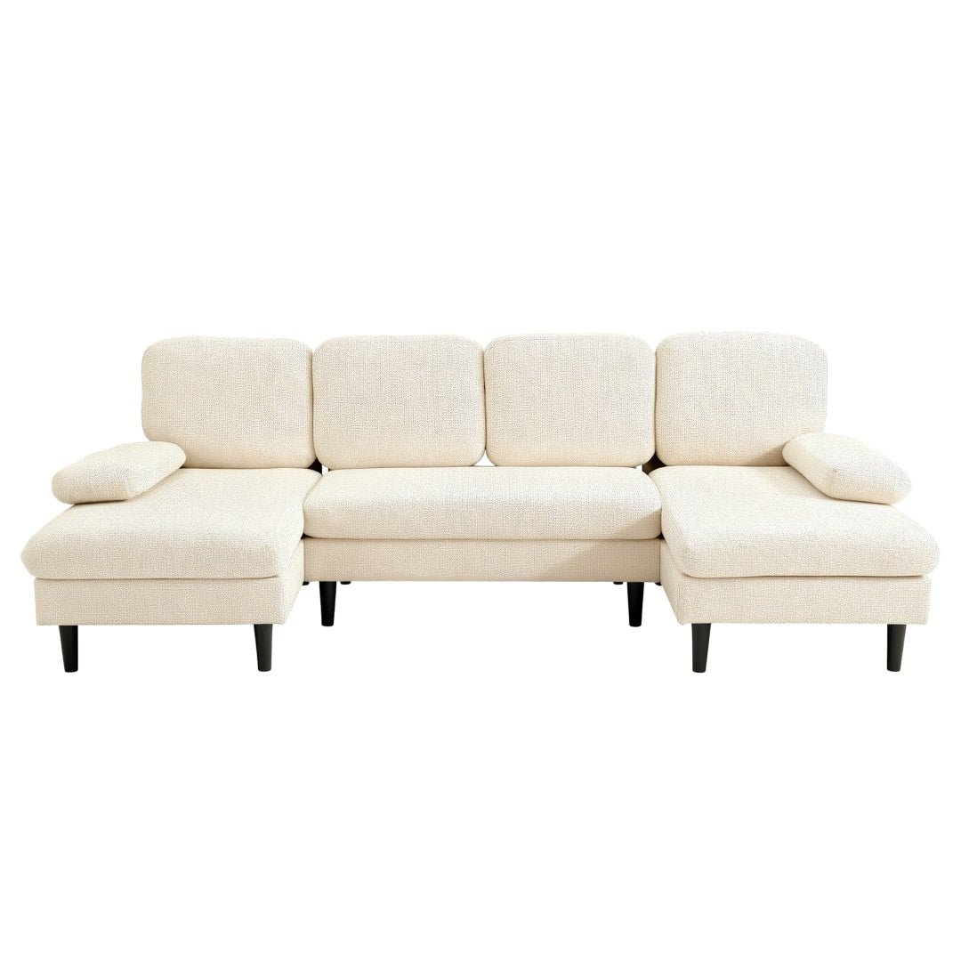 Chenille Fabric 4-seat U-shaped Combination Sofa
