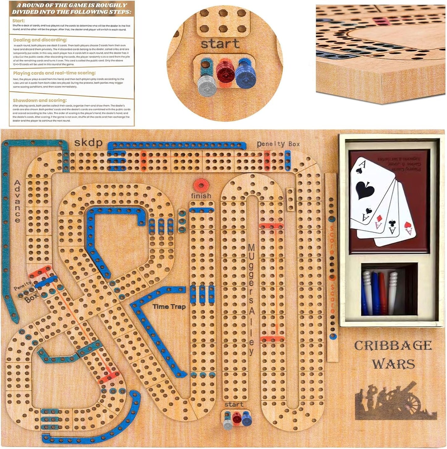 Cribbage Wars Wooden Board Game Set