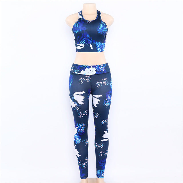 Floral Print Yoga Set - Bra & Leggings Outfit