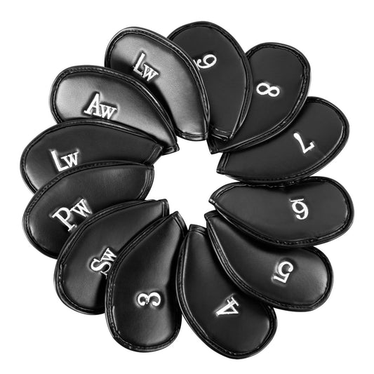 12 Premium PU Leather Golf Club Head Covers